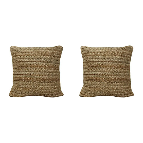 Vente-Unique Lot de 2 coussins tressés 100% jute - 60 x 60 cm - Naturel - ZAMBAI