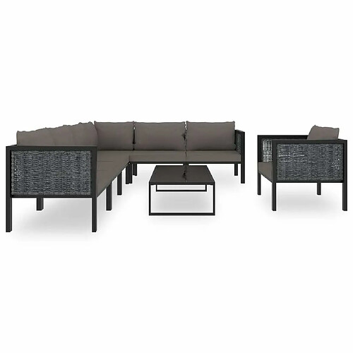 Maison Chic Salon de jardin 8 pcs + coussins - Mobilier/Meubles de jardin - Table et chaises d'extérieur Résine tressée Anthracite -MN47425