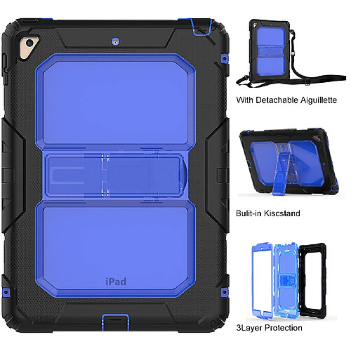 Coque en TPU combo robuste et bandoulière amovible bleu pour votre Apple iPad 9.7-inch