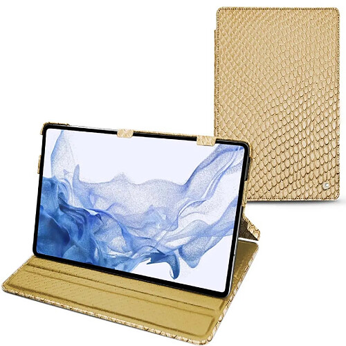 Housse cuir Samsung Galaxy Tab S8 Ultra - Rabat horizontal - Serpent sabbia ( Pantone #D2BA92 ) - NOREVE