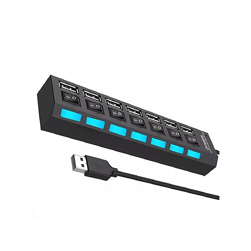 Hub USB 7 Ports, extenseur USB avec 7 Ports, couleurs blanc ou noir