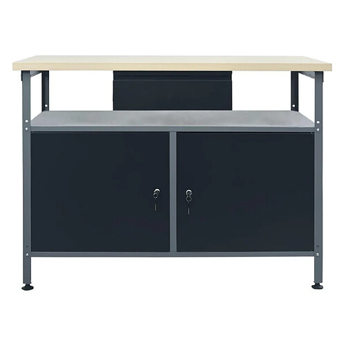 Helloshop26 Etabli travaux de réparation table de travail poste de travail garage atelier espace de stockage robuste 120x60x85 cm acier noir 02_0003677