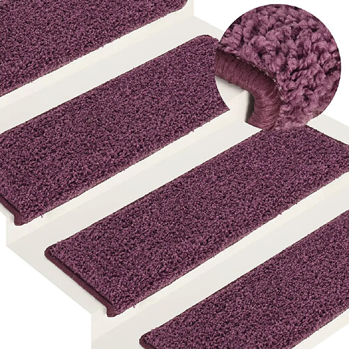 vidaXL Tapis d'escalier 15 pcs 65x21x4 cm Violet foncé