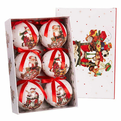 BigBuy Christmas Boules de Noël Rouge Multicouleur Papier Polyfoam 7,5 x 7,5 x 7,5 cm (6 Unités)