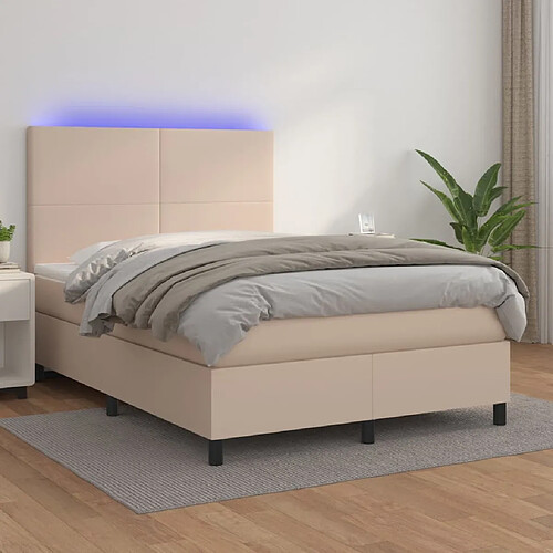 vidaXL Sommier à lattes de lit avec matelas LED Cappuccino 140x200 cm