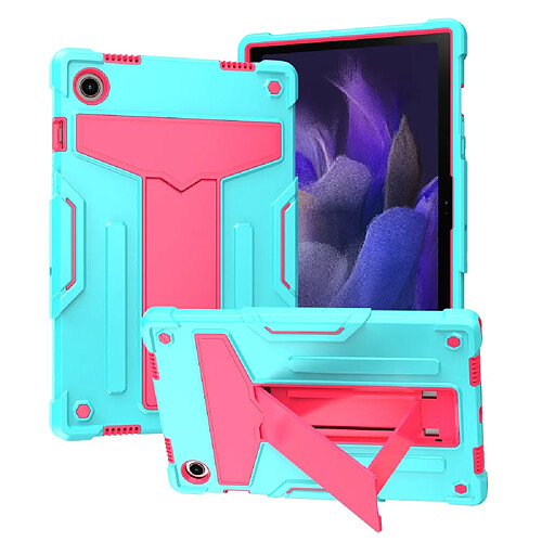 Coque en silicone antichoc avec béquille en T Aqua rose pour votre Samsung Galaxy Tab A8 10.5 (2021)