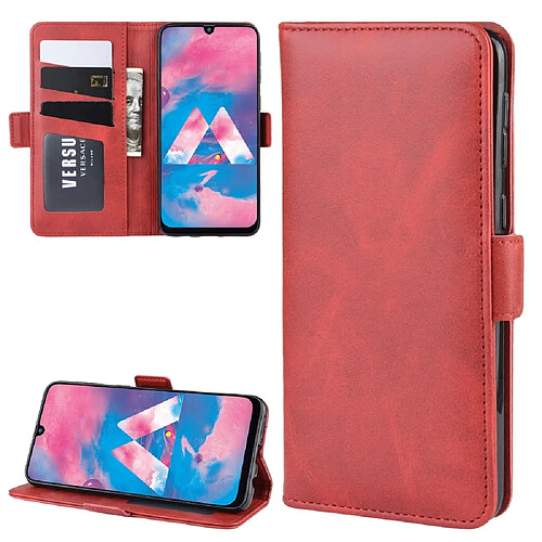 Wewoo Housse Coque Pour Galaxy M30 / A40S Double boucle Crazy Horse Business Holster de téléphone portable avec fonction de support de portefeuille de carte Rouge