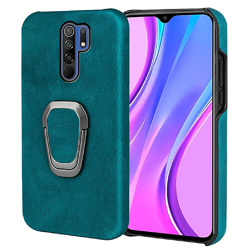 Coque en TPU + PU antichoc avec béquille cyan pour votre Xiaomi Redmi 9/Redmi 9 Prime/Poco M2