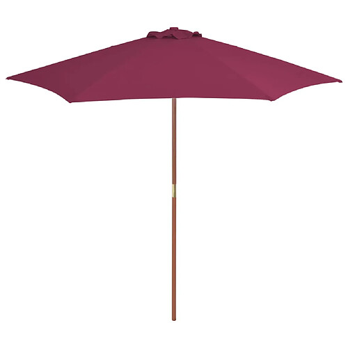 vidaXL Parasol d'extérieur avec mât en bois 270 cm rouge bordeaux