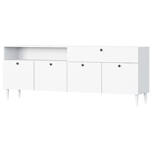 Bestmobilier Gaby - buffet bas - blanc - 200 cm