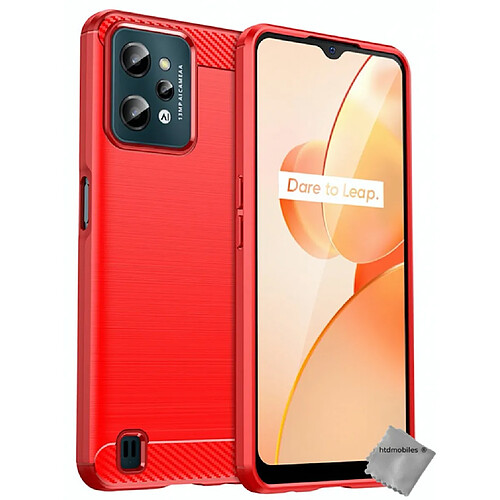 Htdmobiles Coque pour Realme C31 - housse etui silicone gel carbone + film ecran - ROUGE