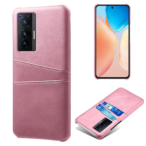 Coque en TPU + PU KSQ anti-griffes avec porte-cartes, champagne or pour votre Vivo X70