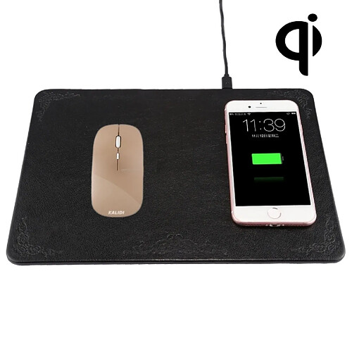 Wewoo Chargeur sans fil noir pour iPhone X & 8 & 8 Plus, Galaxy S8 et S8 +, Huawei, Xiaomi, LG, Nokia, Google autres smartphone M300 Multi-fonction en cuir tapis de souris Qi sans avec câble USB, Support téléphones standard, taille: 260 * 192 * 5 mm,