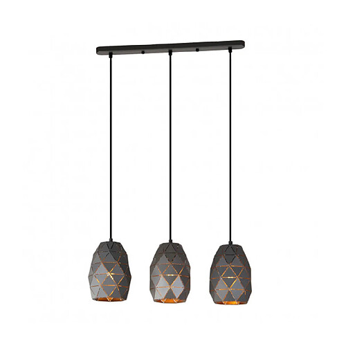 Luminaire Center Suspension moderne Harley Champagne doré graphite 3 ampoules