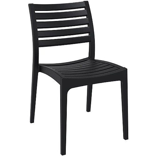 Decoshop26 Chaise de jardin en plastique design simple empilable noir 10_0000027