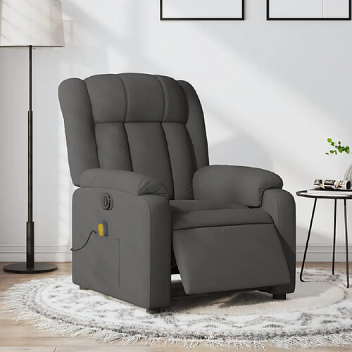 vidaXL Fauteuil inclinable de massage électrique gris foncé tissu