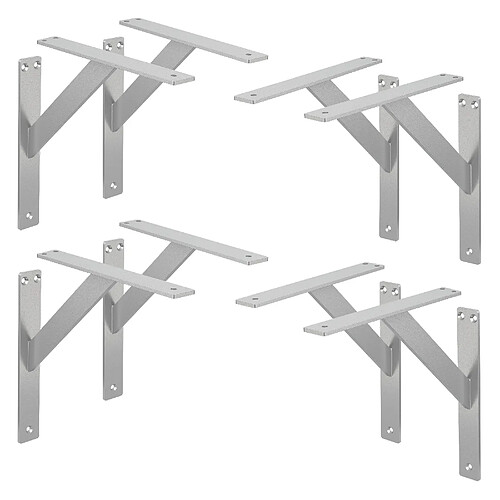 ML-Design 6x Support étagère murale fixation flottante aluminium argent robuste 240x240 mm