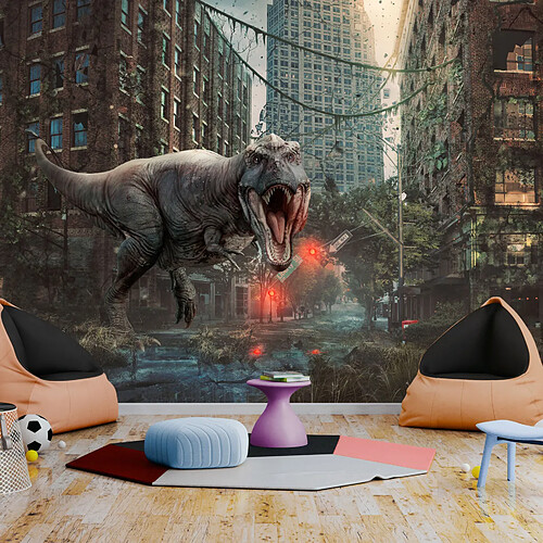 Artgeist Papier peint - Dinosaur in the City [300x210]