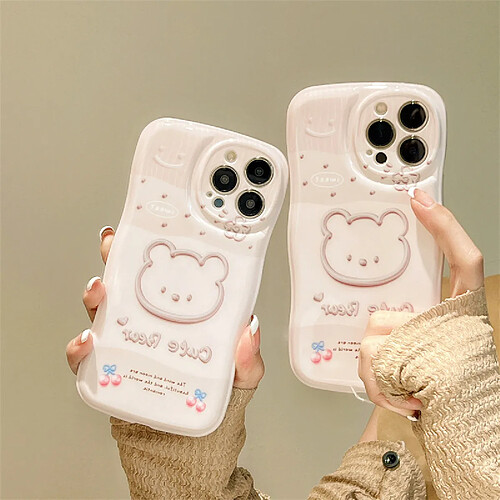 GUPBOO Étui pour iPhone13ProMax Mignon ours souriant mignon étui pour téléphone portable fille douce