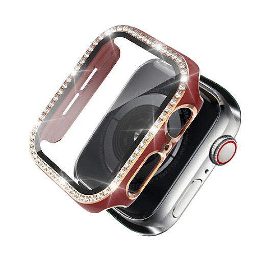 Coque en TPU Strass en cristal de galvanoplastie bicolore Or rouge pour votre Apple Watch 1/2/3 42mm