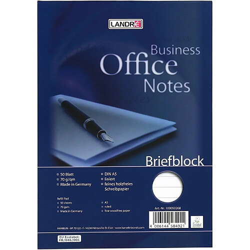 LANDRÉ Papier à lettre 'Business Office Notes' format A5, ()