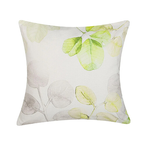 Beliani Coussin PEPEROMIA Coton 45 x 45 cm Motif de plante Blanc