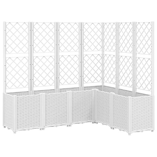 Maison Chic Jardinière,Bac à fleurs avec treillis - pot de fleur blanc 160x120x140 cm PP -GKD36651