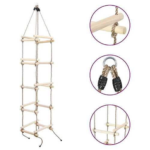 vidaXL Échelle de corde pour enfants 200 cm Bois