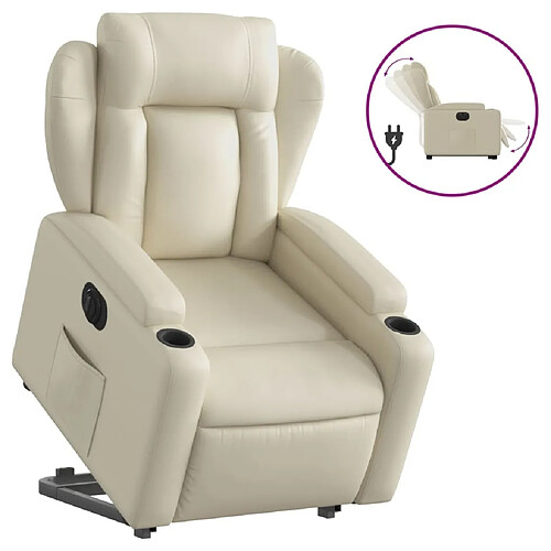 Maison Chic Fauteuil Relax pour salon, Fauteuil inclinable électrique crème similicuir -GKD33206