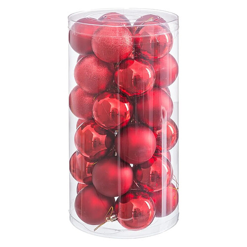 BigBuy Home Boules de Noël Rouge Plastique Ø 6 cm (30 Unités)