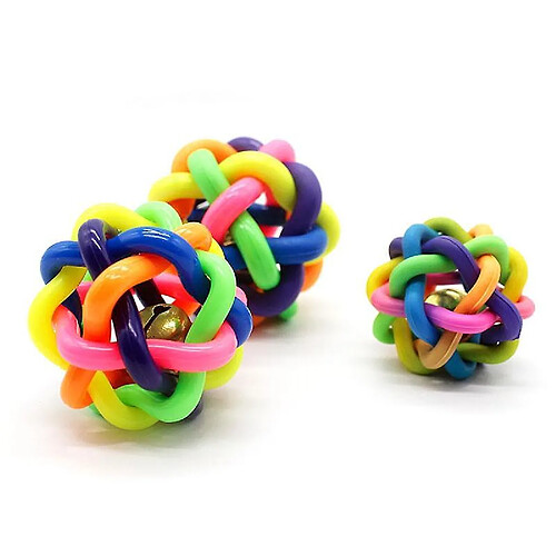 Jouets pour chien Puppy Cat Colorful Rubber Training Chew Ball Bell Squeaky Sound Toy Dog Ball Bite