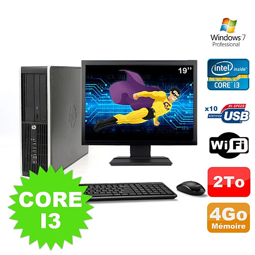 Lot PC HP Compaq Elite 8100 SFF Core I3-530 4Go 2000Go DVD WIFI W7 + Ecran 19" · Occasion