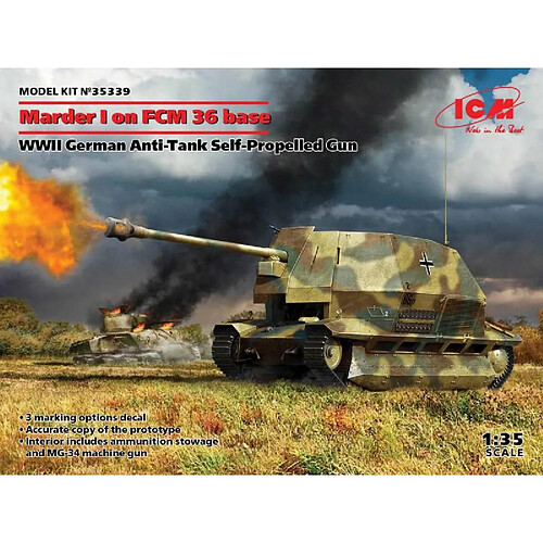 Icm Maquette Char Marder I On Fcm 36 Base Wwii German Anti-tank Self-propelled Gun