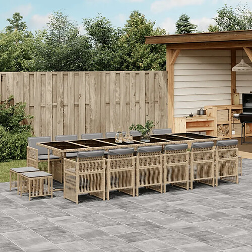 vidaXL Ensemble à manger de jardin et coussins 17 pcs mélange beige