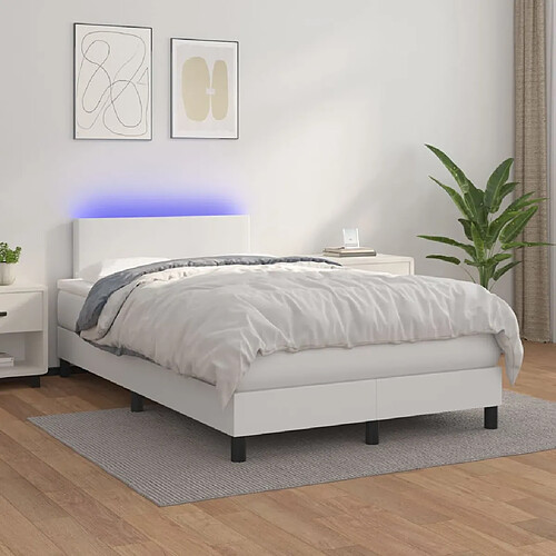 vidaXL Sommier à lattes de lit et matelas et LED Blanc 120x200 cm