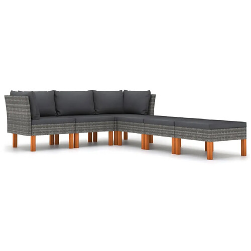 Maison Chic Salon de jardin 6 pcs + coussins - Mobilier/Meubles de jardin - Table et chaises d'extérieur Résine tressée Gris -MN73937