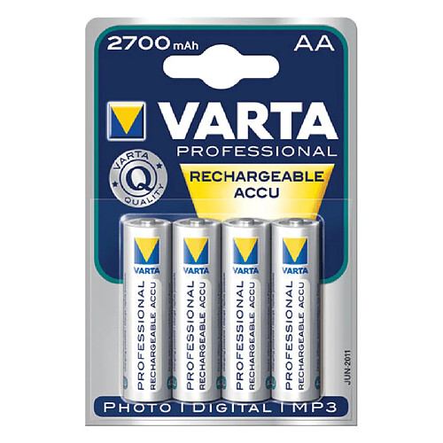 VARTA Lot de 4 piles rechargeables ACCU AA 2600mAh