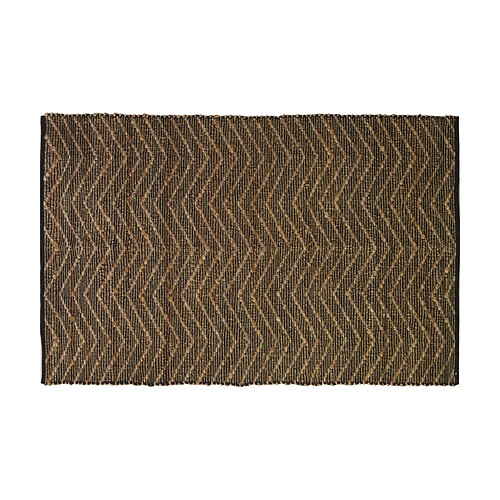 Aubry Gaspard Tapis en jute et coton naturels Zig-zag Naturel et marron - 120 x 180 cm.