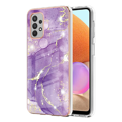 Coque en TPU antichoc, IMD, électroplaqué, motif marbré violet 002 pour votre Samsung Galaxy A32 4G (EU Version)