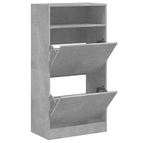 Maison Chic Armoire à chaussures | Meuble de rangement à chaussures Meuble d'Entrée gris béton 60x34x116 cm bois d'ingénierie -MN63933