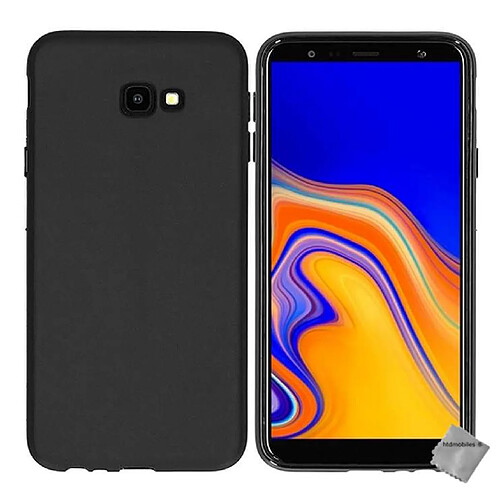 Htdmobiles Coque silicone gel fine pour Samsung Galaxy J4+ Plus (2018) + verre trempe - NOIR