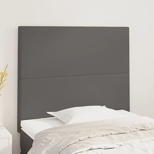 vidaXL Têtes de lit 2 pcs Gris 90x5x78/88 cm Similicuir