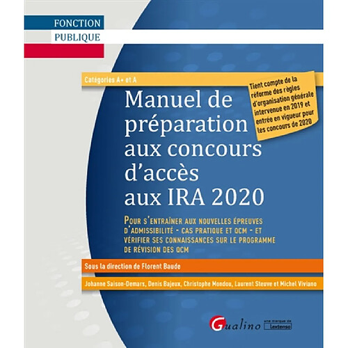 Manuel de préparation aux concours d'accès aux IRA 2020 : catégories A+ et A · Occasion