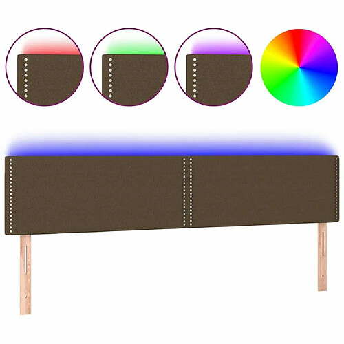 Maison Chic Tête de lit moderne à LED lumineuse pour chambre - Décoration de lit Marron Foncé 160x5x78/88 cm Tissu -MN76093