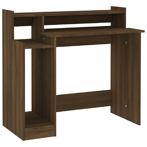 Helloshop26 Bureau table poste de travail meuble d'ordinateur informatique étude et lumières LED chêne brun 97 x 45 x 90 cm bois d'ingénierie brun 02_0023781