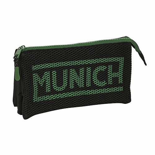 Trousse Fourre-Tout Triple Munich Caviar Noir 22 x 12 x 3 cm