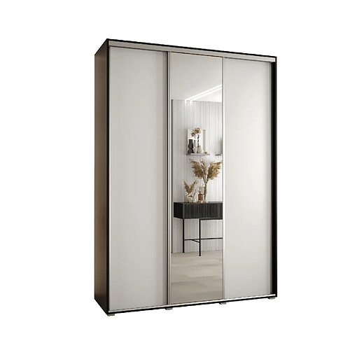 Abiks Meble Armoire à portes coulissantes Davos 3 235.2 x 180 x 45 3 portes coulissante (Noir/Blanc/Argent