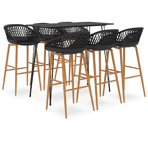 vidaXL Ensemble de bar 7 pcs Noir