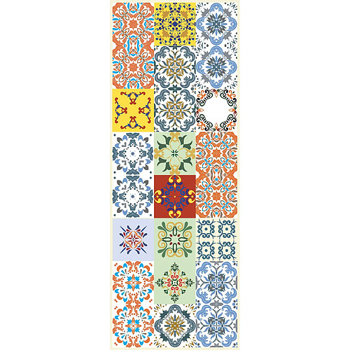 Alter Tapis de cuisine, 100% Made in Italy, Tapis antitache avec impression numérique, Tapis antidérapant et lavable, Modèle Maiolica - Almira, 140x52 cm