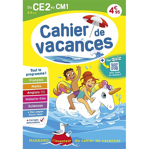 Cahier de vacances du CE2 au CM1, 8-9 ans : tout le programme